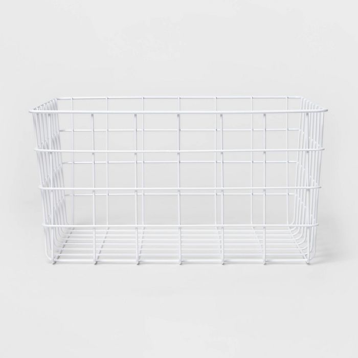 13" Rectangular Steel Decorative Baskets White - Room Essentials™ | Target