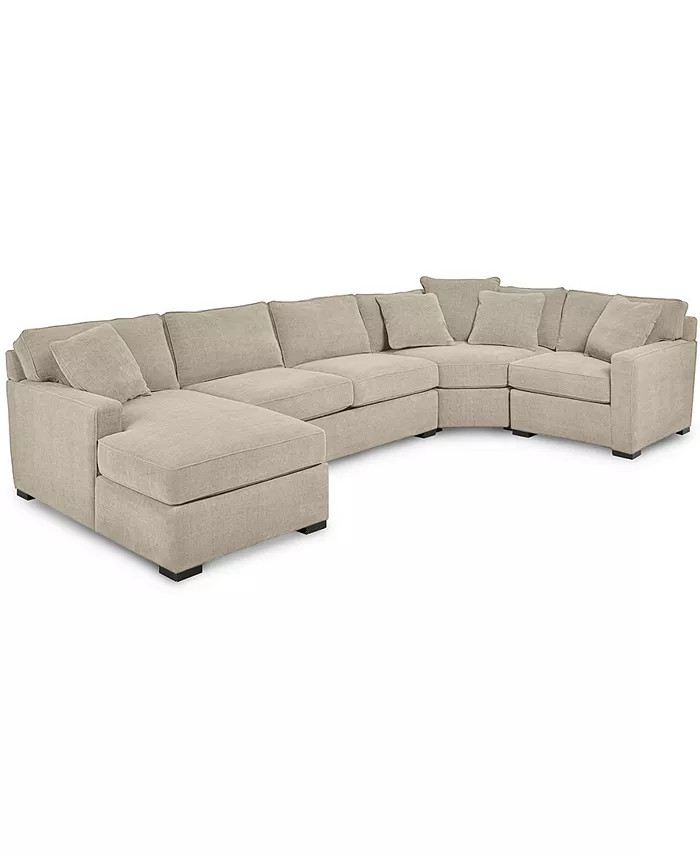 Furniture Radley 4-Pc. Fabric Chaise Sectional Sofa with Wedge Piece, Created for Macy's - Macy's | Macy's