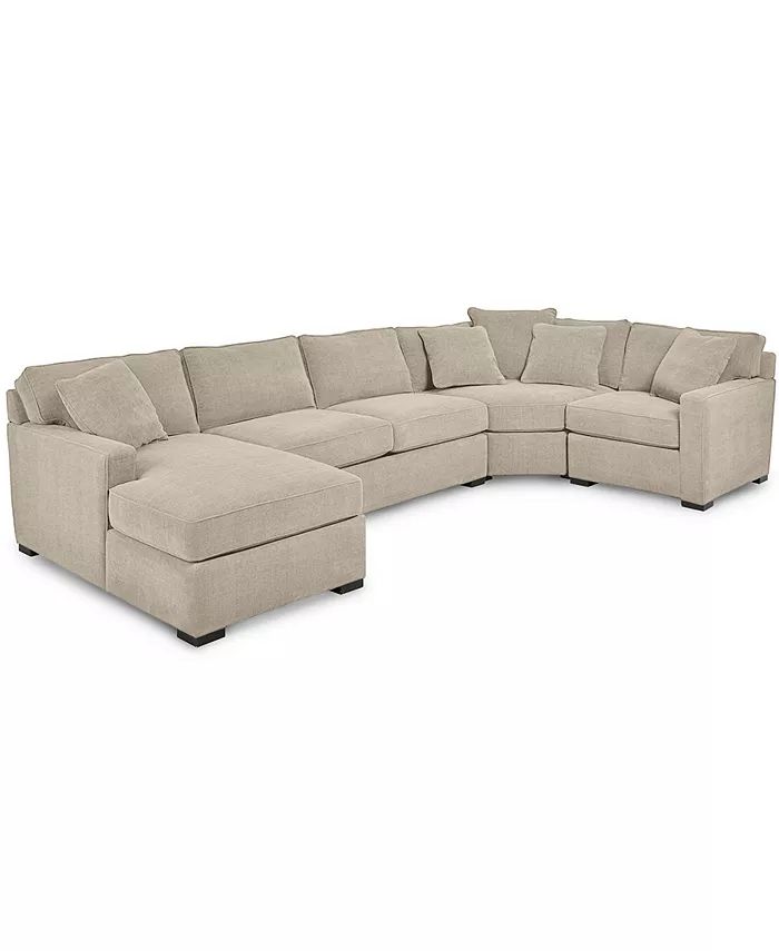 Furniture Radley 4-Pc. Fabric Chaise Sectional Sofa with Wedge Piece, Created for Macy's - Macy's | Macys (US)