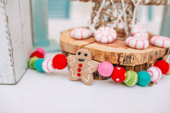 Candyland Gingerbread Garland | Christmas garland | Felt Cookie Garland | Christmas decor | Ginge... | Etsy (US)