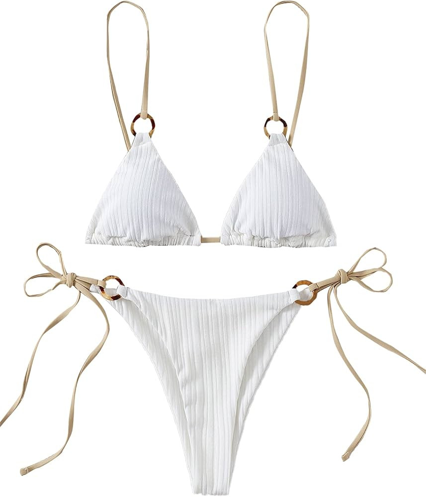 SOLY HUX Women's Swimsuits 2 Piece High Waisted Bikini Sets Bathing Suit Sexy Tie Side Halter Tri... | Amazon (US)