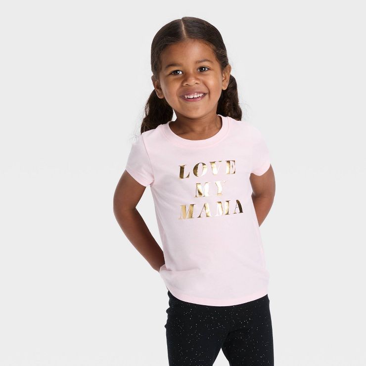 Toddler Girls' 'Love My Mama' Short Sleeve T-Shirt - Cat & Jack™ Light Pink | Target