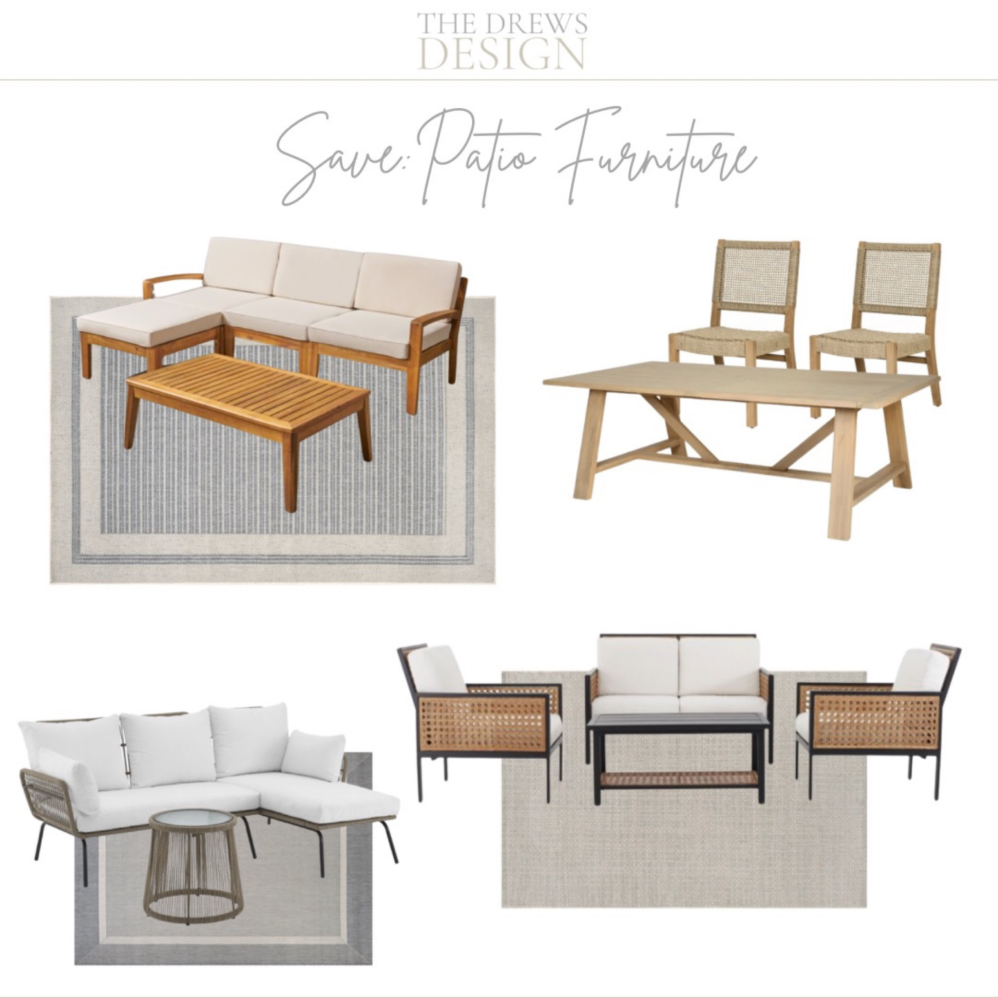 Save on this outdoor patio sets from Walmart! Outdoor conversation set, teak dining table and chairs, outdoor sectional, outdoor sofa, outdoor chairs, neutral indoor - outdoor rugs 

#LTKSeasonal #LTKsalealert #LTKhome