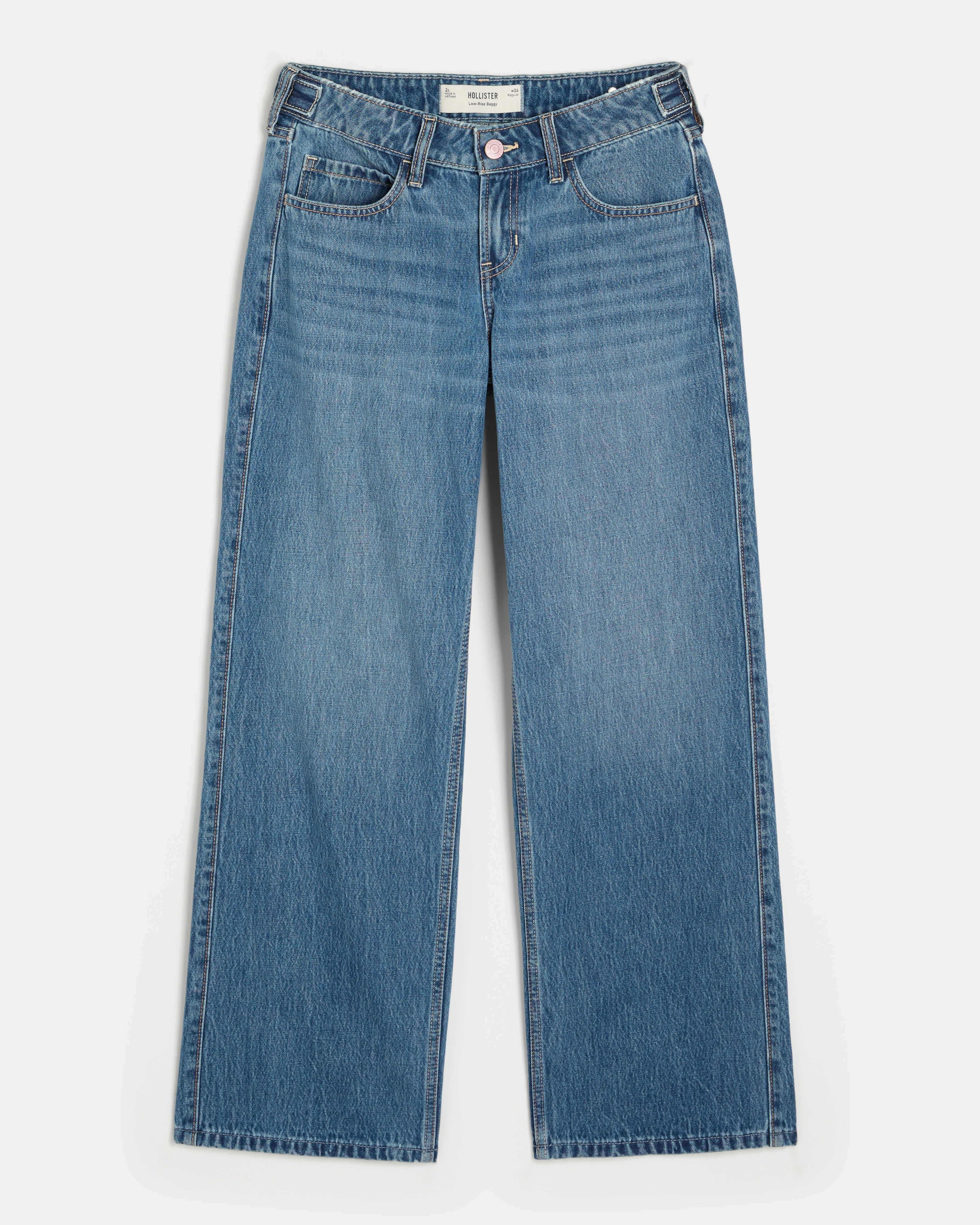 Hollister Andi Adjustable Waist Low-Rise Medium Wash Baggy Jeans | Hollister (US)