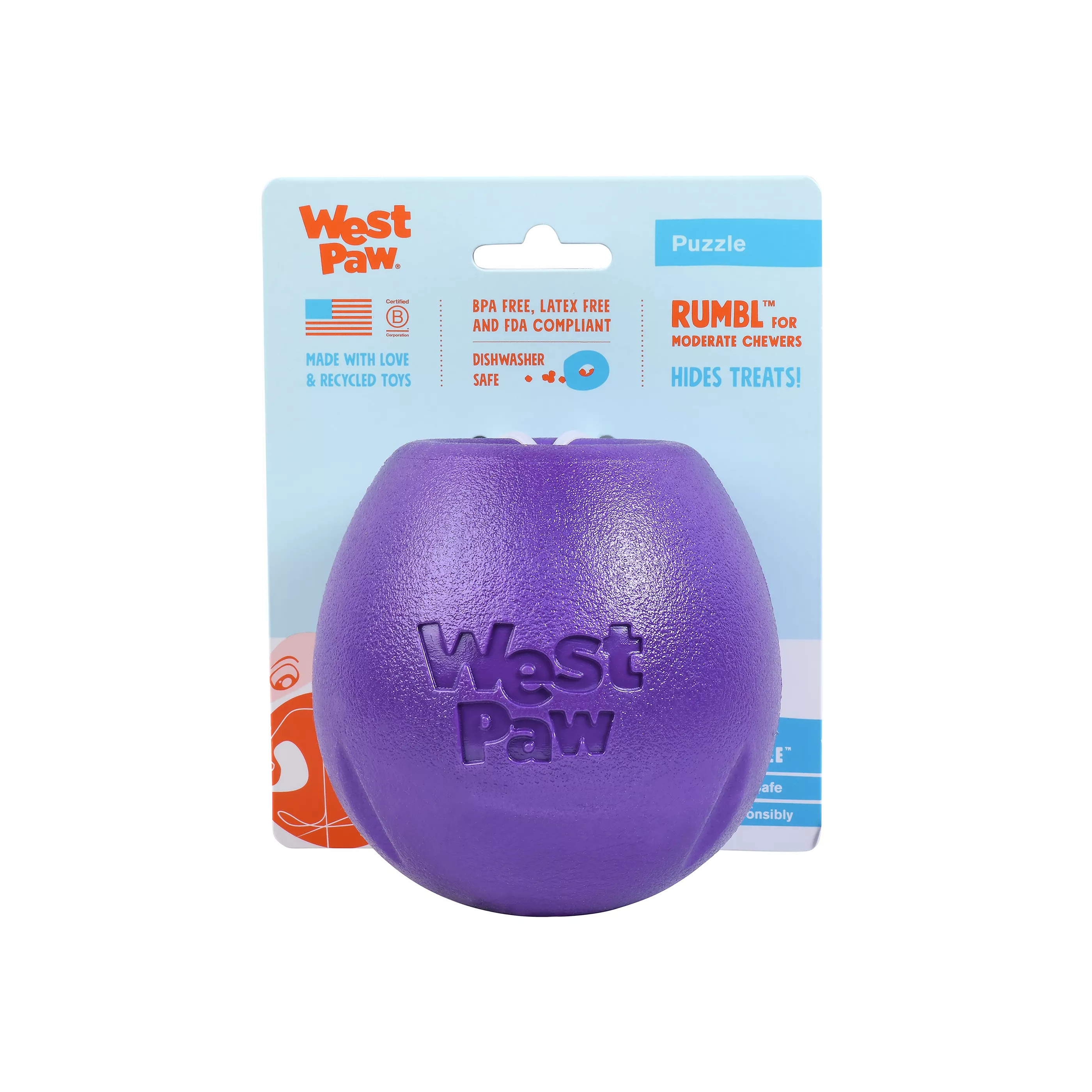 West Paw Rumbl Treat Dispensing Dog Toy | PetSmart
