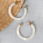 Mother Of Pearl Effect Hoop Earrings | SHEIN