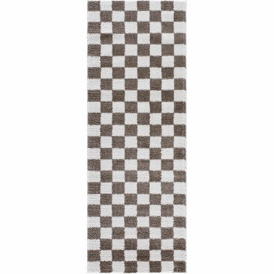 Hauteloom Canika Brown Washable Checkered Area Rug | Target