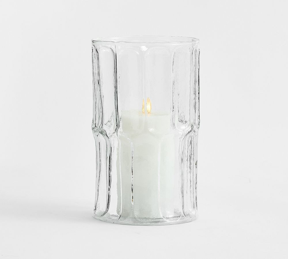 Bamboo Glass Hurricane Candle Holder | Pottery Barn (US)