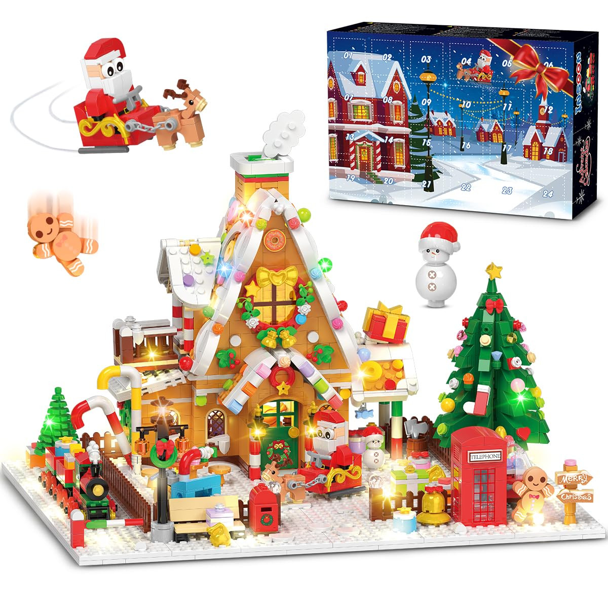 Advent Calendar 2025 Gingerbread House Mini Building Set with Lights, 24 Days Christmas Countdown... | Amazon (US)