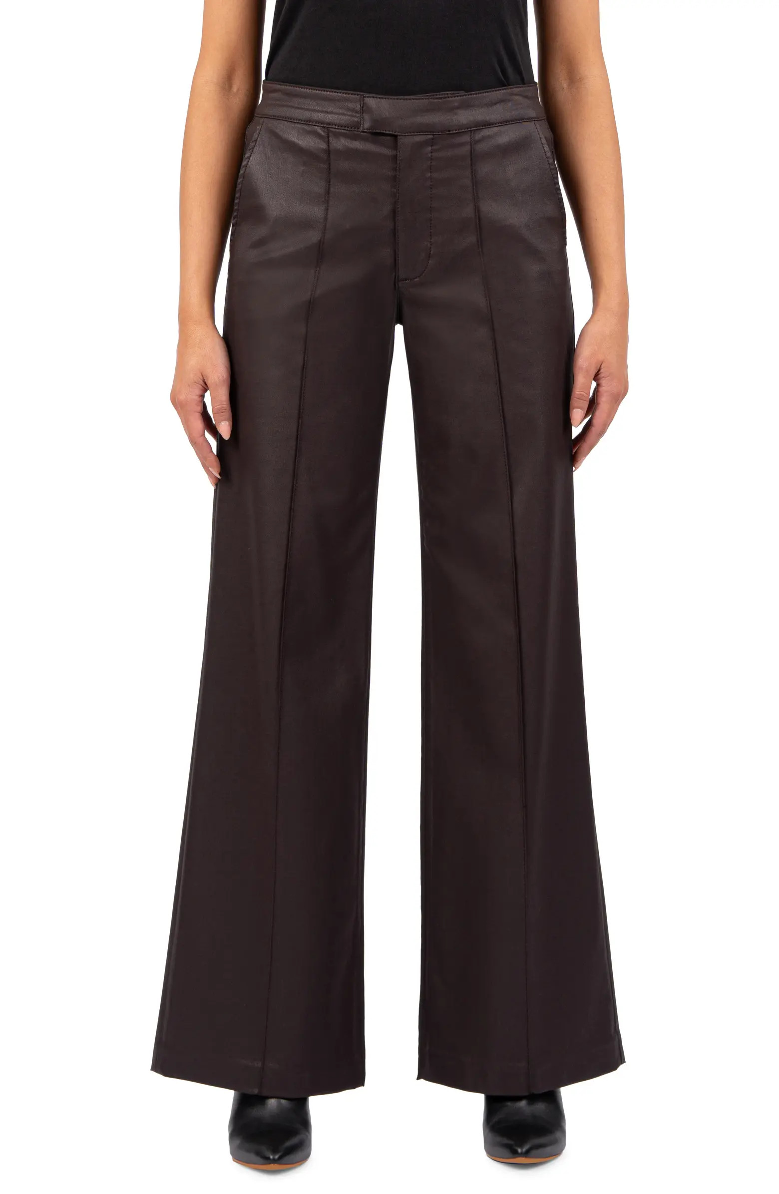 KUT from the Kloth Jodi Coated High Waist Wide Leg Twill Pants | Nordstrom | Nordstrom