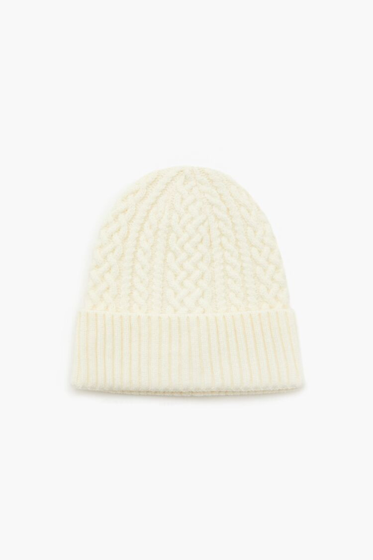 Men Cable Knit Beanie in Cream | Forever 21