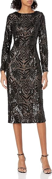 Dress the Population Women's Emery Long Sleeve Stretch Sequin Midi Sheath       
Material: Spande... | Amazon (US)