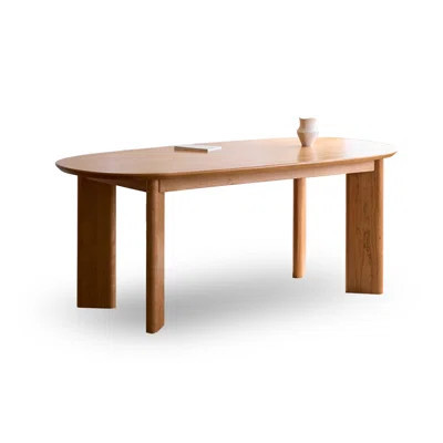 Cherry Wood Color Oval Solid Wood Dining Table | Wayfair North America