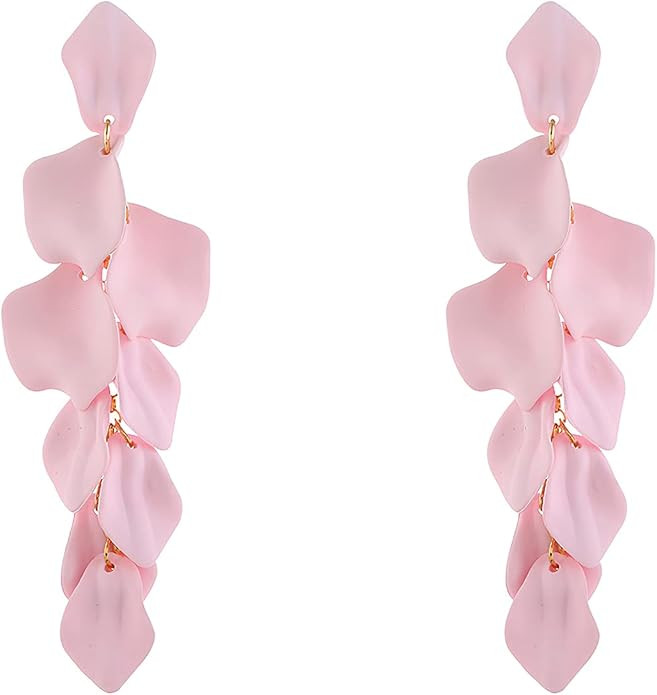 Bohemian Petal Acrylic Earrings Fashion Resin Rose Flower Dangle Earrings Geometric Vintage Roman... | Amazon (US)