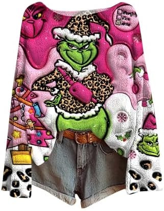 Womens Ugly Christmas Sweatshirts Crew Neck Funny Cute Print Sweaters Warm Soft Winter Xmas Long ... | Amazon (US)