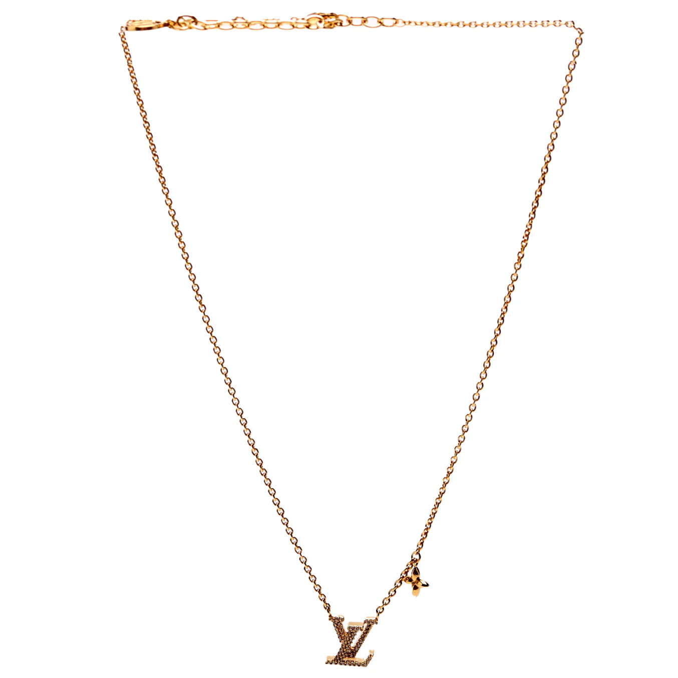 LV Iconic With Crystals Necklace Gold | Keeks Designer Handbags