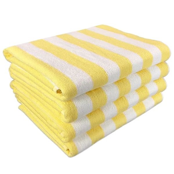 Porch & Den Cannes Cabana Striped Oversized Beach Towels (Set of 4) - Yellow | Bed Bath & Beyond