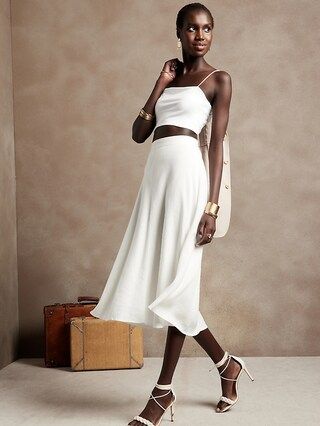 Linen-Blend Midi Skirt | Banana Republic Factory