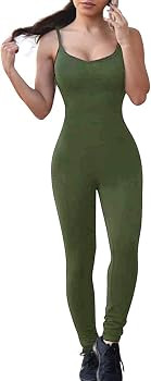 Women Bodysuit Romper Jumpsuits One Piece Body Full Suit Strap Tank with Long Pants Leggings Body... | Amazon (US)