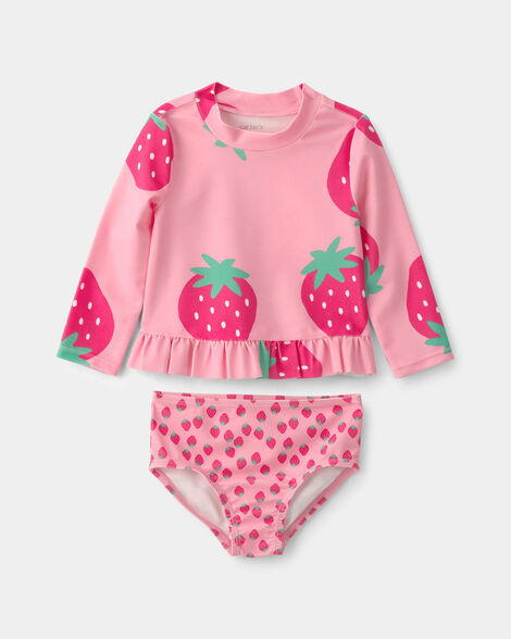 Baby Girl 2-Piece Strawberry Rashguard Swimsuit Set - Pink | Carter's Inc