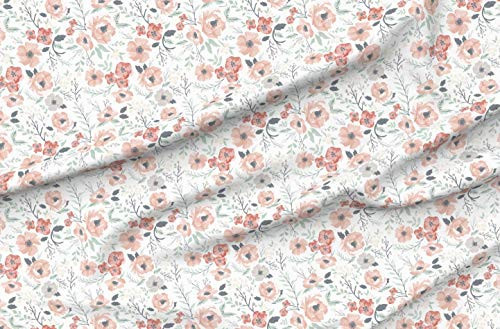 Fabric Soft Meadow Floral Hibiscus Coral Girl Sage Berries Flowers Blush Pink Printed on Chiffon Fabric by the Yard - Sewing Fashion Apparel Dresses Home Decor | Amazon (US)