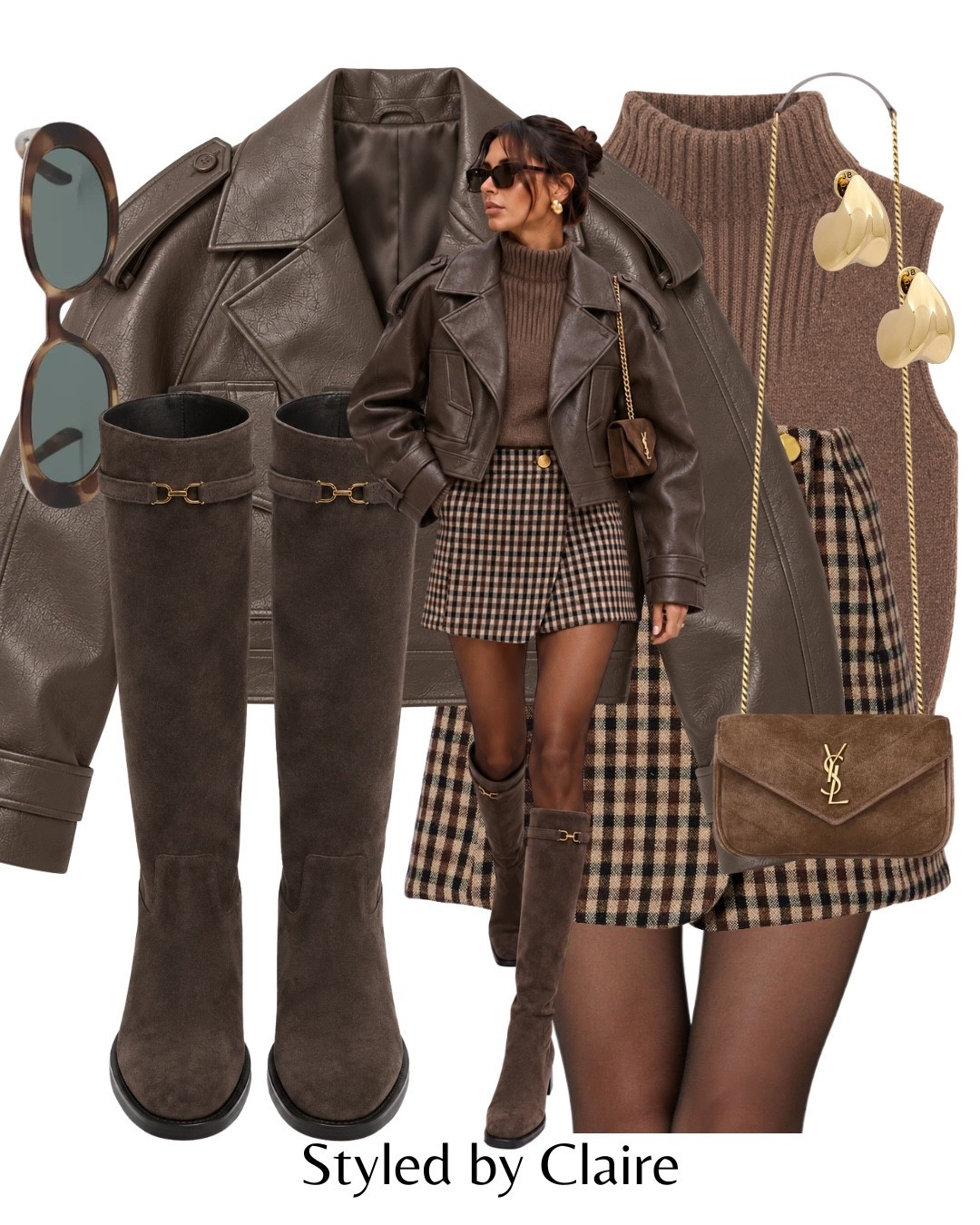 KNEE HIGH BOOTS🍂
Tags: Maebe store faux leather jacket suede Massimo dutti check skort skirt turtleneck knit sleeveless top ysl gold earrings bag sunglasses fashion city break Parisian style autumn transition date night

#LTKautumn #LTKshoes #LTKstyletip