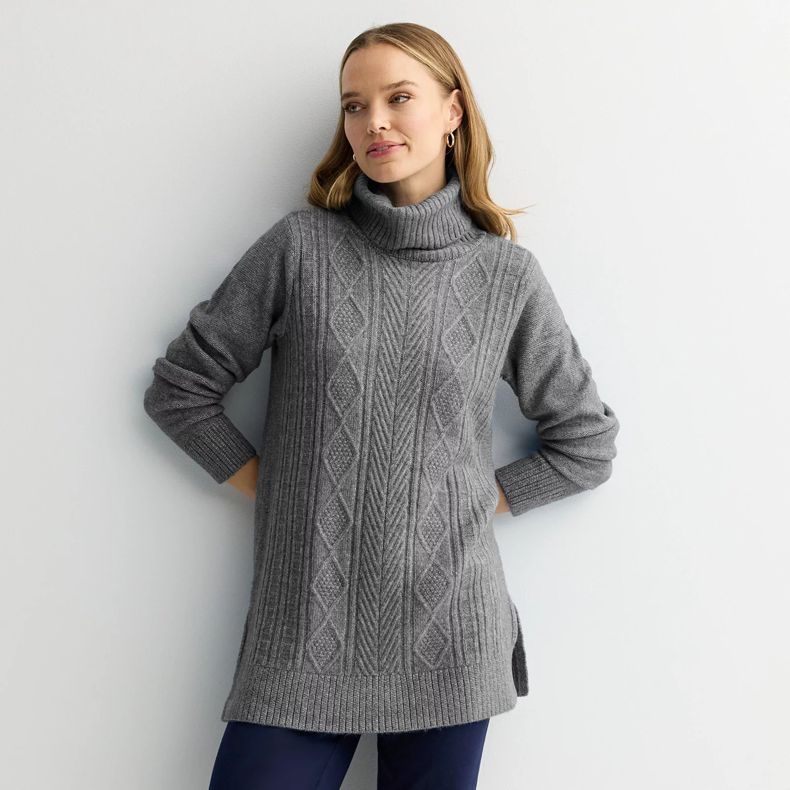 Women's Croft & Barrow® Chevron Cable Tunic Sweater | Kohl's