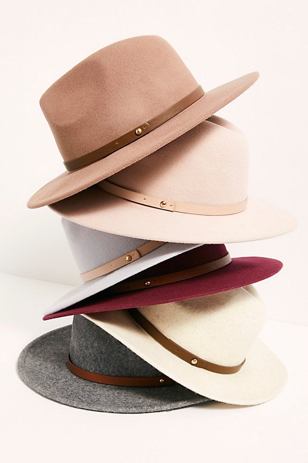 Wythe Leather Band Felt Hat by Free People, Petal, One Size | Free People (Global - UK&FR Excluded)