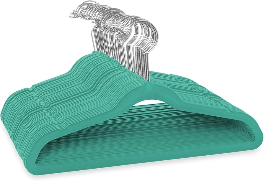 Casafield 50 Velvet Kid's Hangers - 14" Size for Children's Clothes - Teal | Amazon (US)