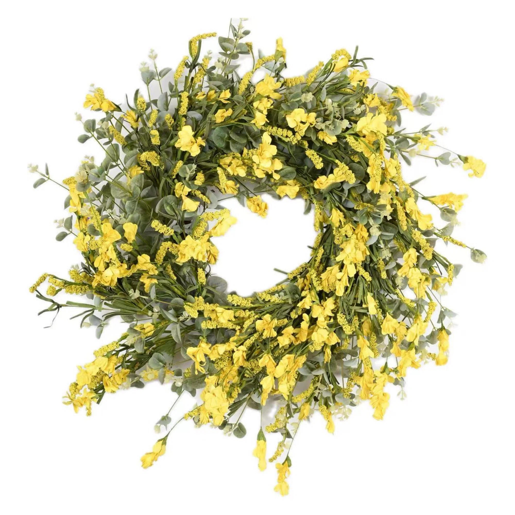 26" Artificial Spring Summer Foliage Wildflower Front Door Wreath For Wedding Party Home Decor | Wayfair North America