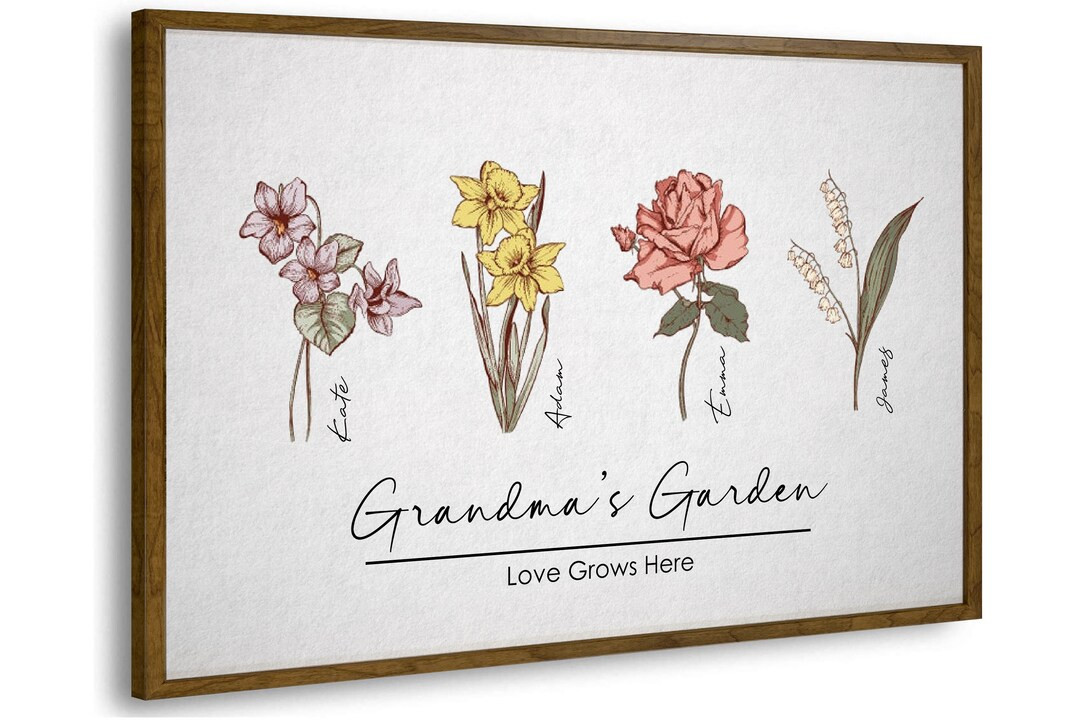 Grandma's Garden Sign, Mother's Day Gift For Grandma, Personalized Birth Month Flower Prints, Fam... | Etsy (US)