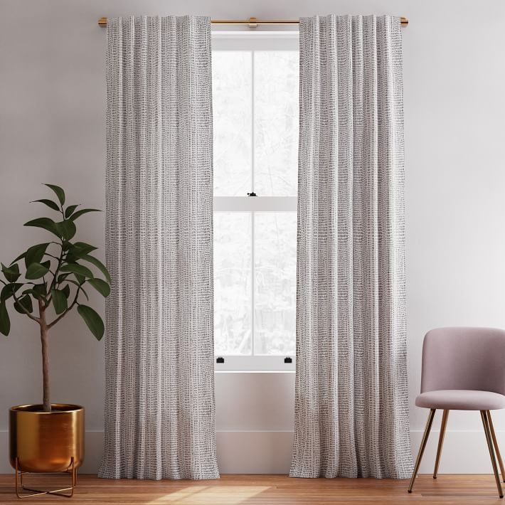 Cotton Canvas Bomu Curtains (Set of 2) - Black | West Elm (US)