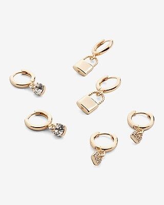 Set Of 3 Charm Huggie Hoop Earrings | Express