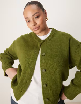 ASOS DESIGN Curve - Recht vest met ronde hals en split aan de zijkant in olijfgroen | ASOS (Global)