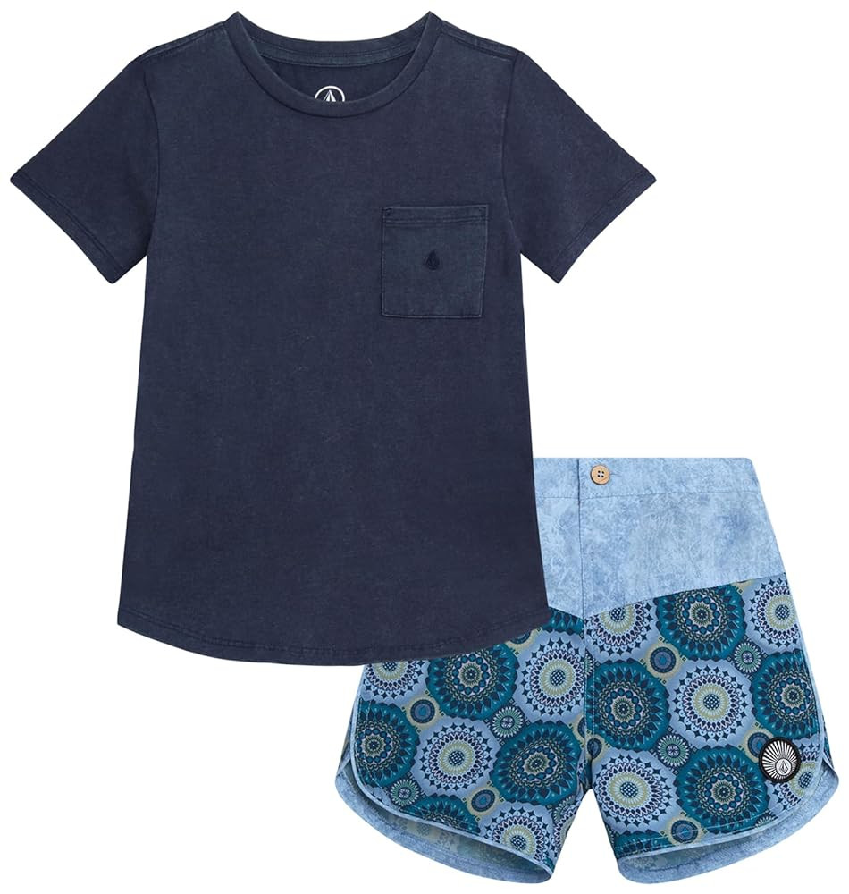 Volcom Baby Boys Swim Set - 2 Piece Short Sleeve Swim Shirt Graphic Tees & Board Shorts - Infant ... | Amazon (US)