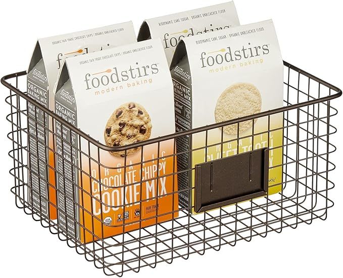 mDesign Farmhouse Decor Metal Wire Food Organizer Storage Bin Basket with Label Slot for Kitchen ... | Amazon (US)