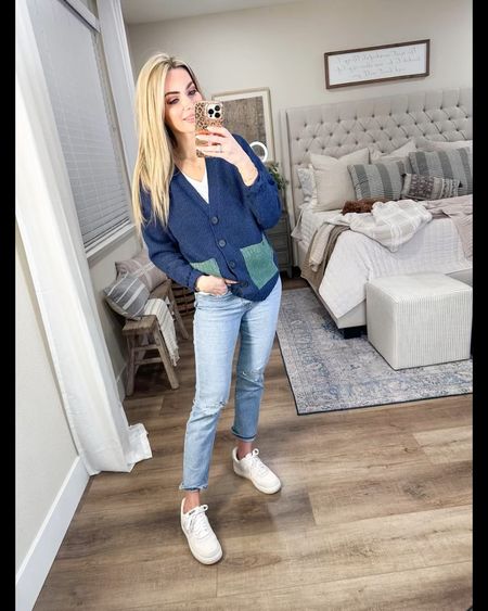 Preppy Colorblock cardigan size xsmall

My white tee is part of a 2 pack on Amazon size small

High waist jeans are on sale on Amazon wearing size 26

My Nike Air Force ones are on sale I sized down a half size 

#LTKshoecrush #LTKstyletip #LTKunder50