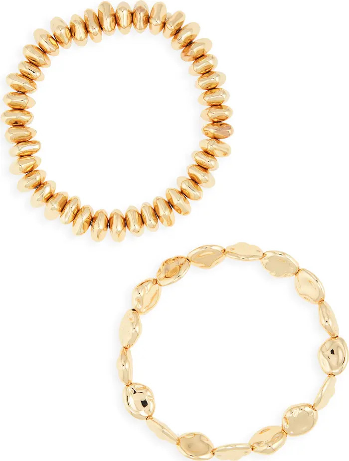 Set of 2 Pebble & Disc Beaded Stretch Bracelets | Nordstrom