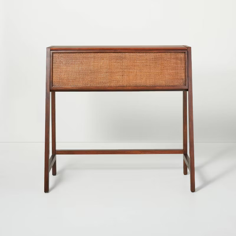 Wood & Cane Transitional Secretary Desk Brown - Hearth & Hand™ with Magnolia | Target