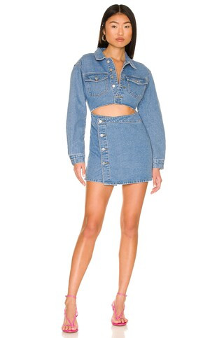 superdown Mika Button Front Dress in Mid Wash Blue from Revolve.com | Revolve Clothing (Global)