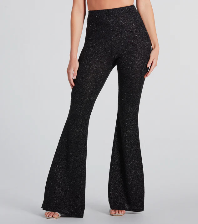 Dose Of Glitter High-Rise Flare Pants | Windsor Stores