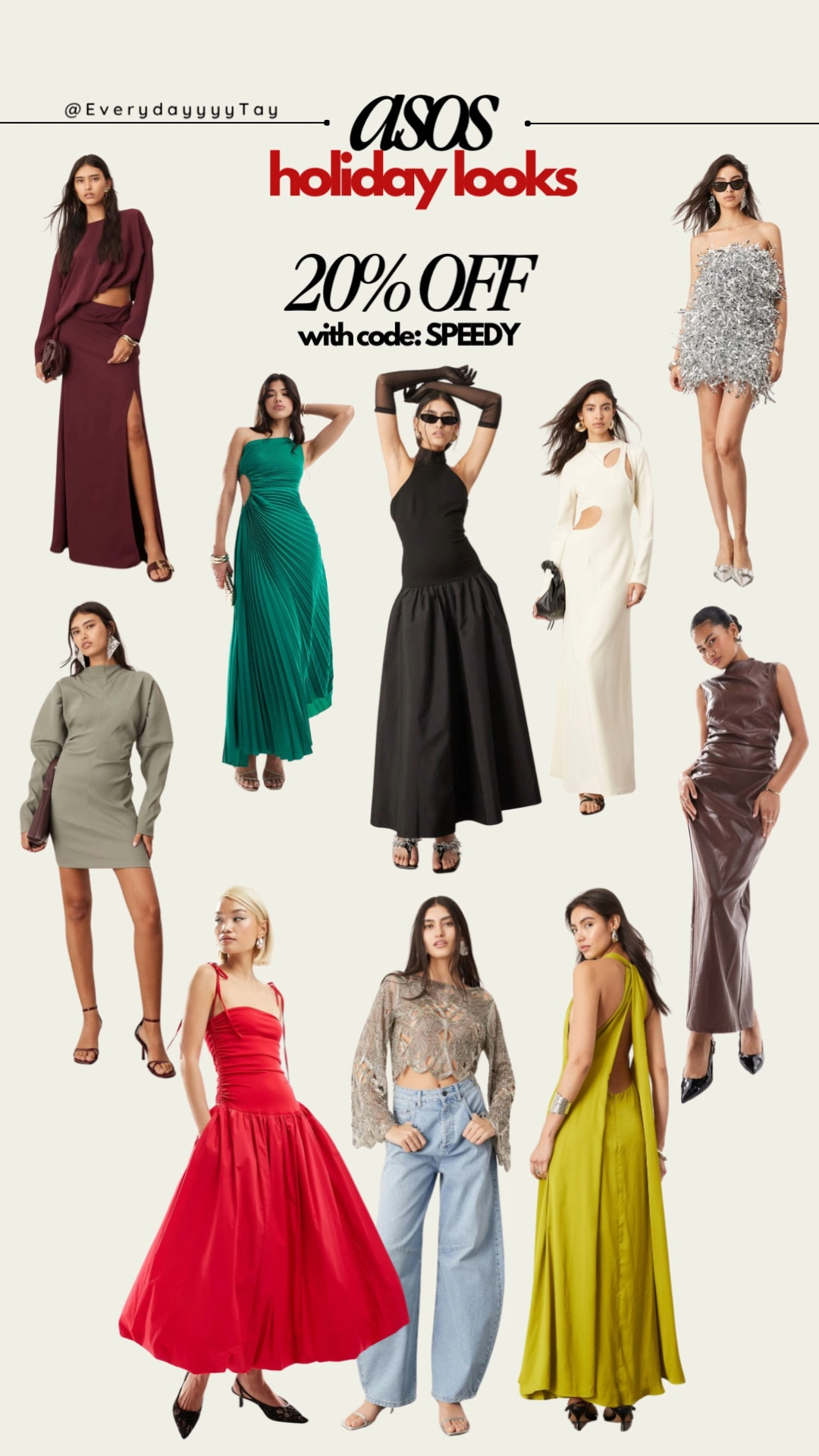 20% off (almost everything) with code SPEEDY.

From company holiday party dresses to Thanksgiving outfits — now is your chance to secure your fit for the holiday season! Check out some of my picks from ASOS  

Sale ends Tuesday at 3am EST. 

#HolidayDresses #HolidayVibes #Christmas #ASOSFinds #asos  #BlackFriday #holidaylooks #eveningwear #thanksgivingoutfit 

#LTKCyberWeek #LTKSaleAlert #LTKHoliday