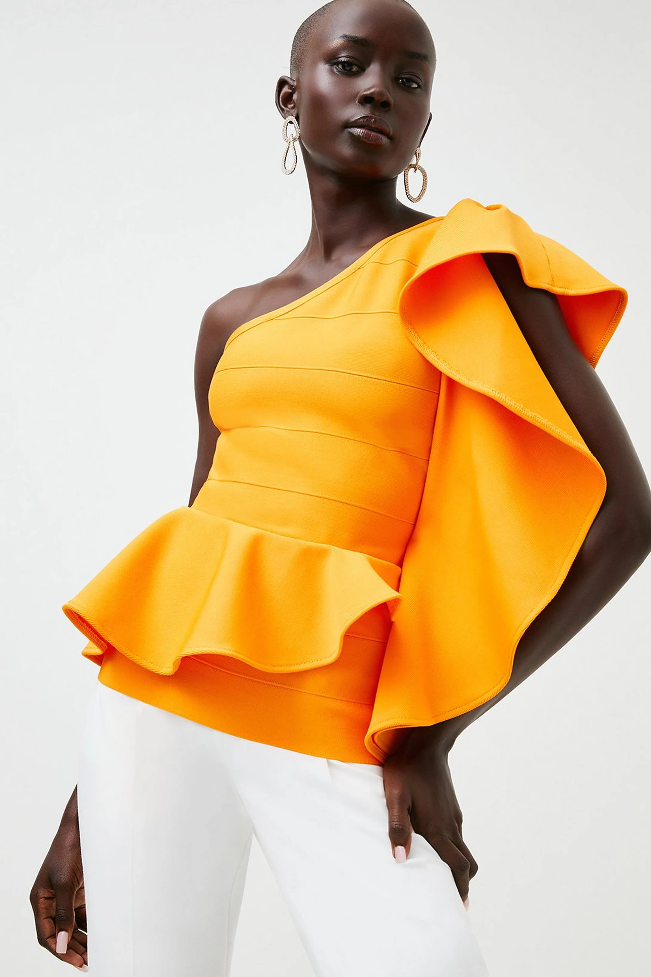 Drama Frill Bandage Knit Top | Karen Millen US