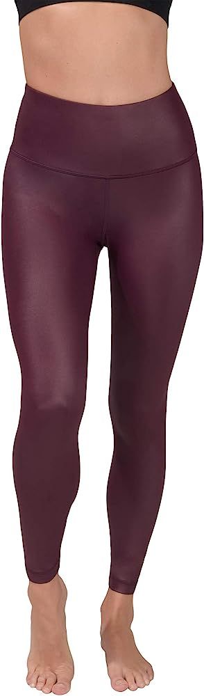 90 Degree By Reflex Womens High Waist High Shine Faux Leather Disco Leggings | Amazon (US)