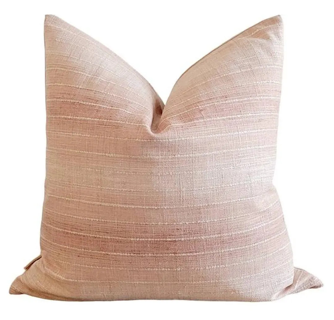 Blush pink pillow cover, soft pink and white textured pillow, boho modern pillow, Boho modern dec... | Etsy (US)