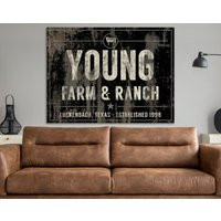 Custom Last Name Rustic Western Modern Farmhouse Farm  Ranch Family Sign, Personalized Cattle Farm Established Art Anniversary Gift Husband | Etsy (US)