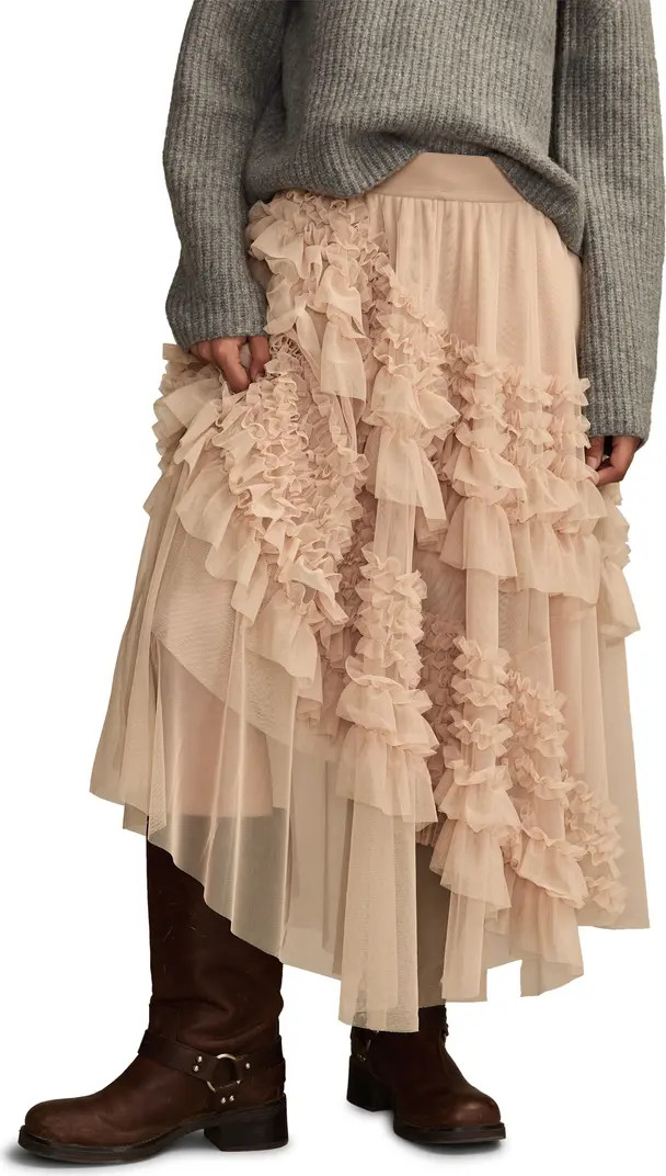 Asymmetric Tiered Tulle Midi Skirt | Nordstrom