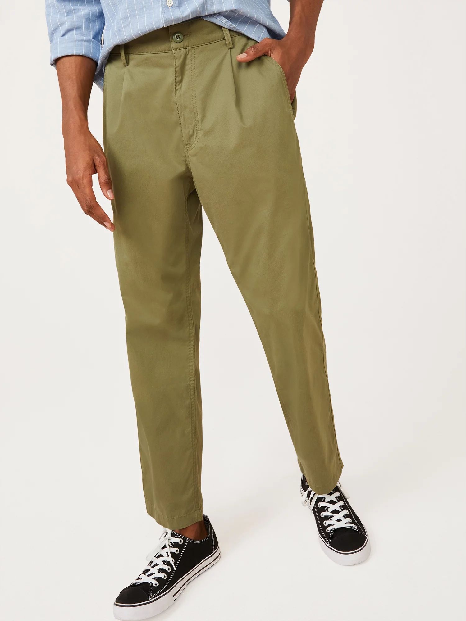 Free Assembly Men's Cropped Pleated Pants | Walmart (US)