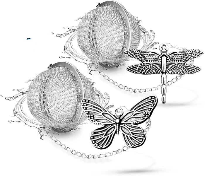 2pcs Tea Infuser,Loose Leaf Tea Steeper Tea Strainer with Charm Handmade Dragonfly Butterfly Pend... | Amazon (US)