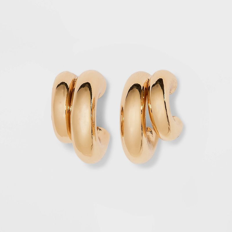 Double Hollow Tube Hoop Earrings - A New Day™ Gold | Target